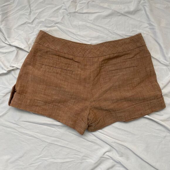 Iz Byer Early 2000's Brown Tan Linen Look Ultra Short Micro Shorts Size 11 / M - Picture 5 of 5